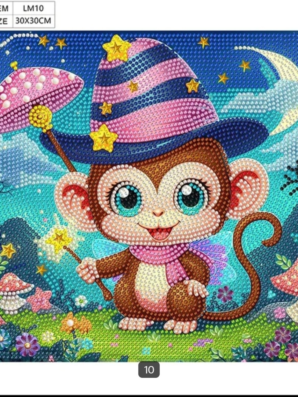 Cute Wizard Monkey Diamond Art Kit - Multicolor